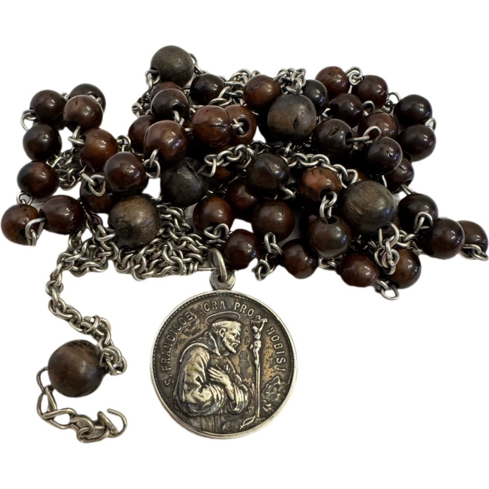 Saint Francis of Assisi & Benedicat tibi Dominus blessing Sterling Silver Rosary